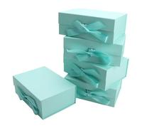 Magnetic Gift Box L11.5*W8.6*H4.2inch Ribbon Foldable Gift Packaging Boxes | Light Green Set of 5 Glossy Luxury Foldable Gift Wrap Boxes,Groomsmen Proposal,Wedding,Birthday and all Elegant Gift Wrapping
