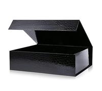 Magnetic Gift Boxes with Lids, 320x240x90 mm Large Gift Boxes for Presents, Black Crocodile Texture Luxury Sturdy Foldable Cardboard Box with Magnetic Closure (Pack of 1)