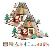Magnetic Gingerbread House Building Set - DIY Christmas Winter Theme Construction Kit with Holiday Character Action Figures, Hands-On Learning Creative Toy Gift (2pcs)