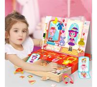 Magnetic Girl Jigsaw Puzzles Princess Change Clothes Game Wooden Dressing Kids Puzzles Drawing Board Learning Educational Toys - 2 in 1 Set - for Age over 3 Years Kids