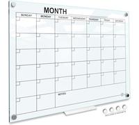 Magnetic Glass Whiteboard Monthly Planner 34”x46” Dry Erase Wall Calendar Large Glass Whiteboard Calendar for Home & Office