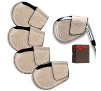 Magnetic Golf Iron Covers Set of 5 - Exposed Number Golf Club Headcovers | Waterproof Croc-Embossed PU, Plush Lining, Fit Standard & Blade Irons, Easy Clean, Gift for Women & Men