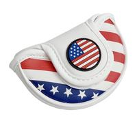 Magnetic Golf Mallet Head Cover Stars and Stripes Putter Cover Headcover Red Blue White PU Leather Golf Club Protector (Half Mallet Cover)