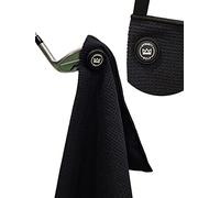 Magnetic Golf Towel for Golf Bags - Microfiber Golf Towels for Men & Women - Waffle Golf Bag Towel with Magnet (Black)