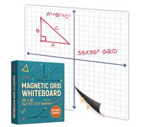 Magnetic Grid Whiteboard, Dry Erase Grid, Math Graphing, 35"x35", White