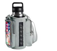 Magnetic Gym Bag Water Bottle Carrier Holder with Strap & Phone Pockets,Multi-Purpose Sport Bottle Organizer with 6 Magnet,Gym Accessories for Men and Women, Sling Small Gym Bag Pouch (Gray)