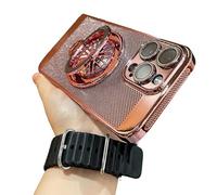 Magnetic Gyro Ring Stand Cooling Phone Case - Cooling Breathable Mesh Back Stress Relief Fidget Spinner, Rotatable Ring Kickstand for iPhone Series (Pink,for 14 plus)