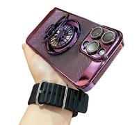 Magnetic Gyro Ring Stand Cooling Phone Case - Cooling Breathable Mesh Back Stress Relief Fidget Spinner, Rotatable Ring Kickstand for iPhone Series (Purple,for 15 pro max)