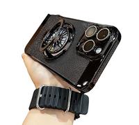 Magnetic Gyro Ring Stand Cooling Phone Case - Cooling Breathable Mesh Back Stress Relief Fidget Spinner, Rotatable Ring Kickstand for iPhone Series (Black,for 16 plus)