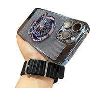 Magnetic Gyro Ring Stand Cooling Phone Case - Cooling Breathable Mesh Back Stress Relief Fidget Spinner, Rotatable Ring Kickstand for iPhone Series (Blue,for 17)