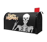 Magnetic Halloween Mailbox Cover - Skull Decor Wrap for Outdoor Post Box, 21"x18" Standard Size, Waterproof Farmhouse Yard Decor, Gothic Welcome Home Decor