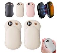 Magnetic Hand Warmers Rechargeable 2 Pack,Electric Handwarmers Ultra Thin,Fits in Gloves,10000mAh Portable Power Bank Electric Pocket USB Warmer Reusable,3 Levels Heating,Winter Gift for Xmas (White)