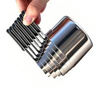 Magnetic Handles 7 Piece Stainless Steel Measuring Cups, Black, Kitchen Gadgets for Measure Liquid and Dry Ingredients, Cooking & Baking