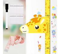 Magnetic Height Chart, No Drill 3D Movable Giraffe Head, Reusable Growth Chart with Wipeable Pen, Giraffe Wall Decor for Room, Waterproof Height Measure (180cm)