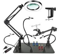 Magnetic Helping Hands Soldering Station, 10X LED Magnifying Lamp, Magnifying Glass with Light and Stand, 360 Hot Air Gun Holder, 4 Magnetic Third Hand Soldering Tool &PCB Holder for Soldering Station