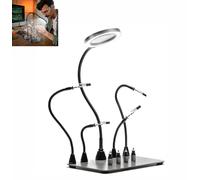 Magnetic Helping Hands Soldering Station with an 11.1 x 7.1 Inch Larger Base, 6X LED Magnifying Lamp, 4 PCB Circuit Board Holder & 4 Flexible Magnetic Helping Hands [Energy Class F]