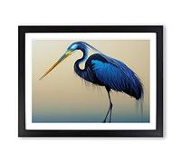 Magnetic Heron Bird H1022 Framed Print for Living Room Bedroom Home Office Décor, Wall Art Picture Ready to Hang, Black A2 Frame (64 x 46 cm)