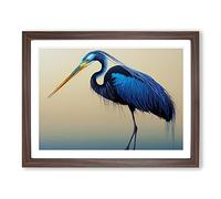 Magnetic Heron Bird H1022 Framed Print for Living Room Bedroom Home Office Décor, Wall Art Picture Ready to Hang, Walnut A3 Frame (46 x 34 cm)