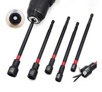 Magnetic Hex Nut Driver Set 5PCS 6 Inch Driver Socket Adapter Kit with 1/4 Inch Shank, Long Reach Alloy Steel Hex Socket Driver for Drill Accessories in(12mm)