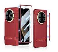 Magnetic Hinged All-Inclusive Folding Case for Huawei Mate X6, Protective Cover with Bracket for Mate X6, Capacitive Pen Glass Screen Film (Red)