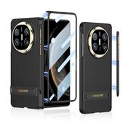 Magnetic Hinged All-Inclusive Folding Case for Huawei Mate X6, Protective Cover with Bracket for Mate X6, Capacitive Pen Glass Screen Film (Black)