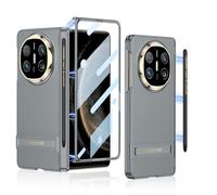 Magnetic Hinged All-Inclusive Folding Case for Huawei Mate X6, Protective Cover with Bracket for Mate X6, Capacitive Pen Glass Screen Film (Gray)