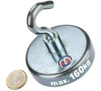 Magnetic Hook Ø 75 mm Neodymium Hook Magnet - Holds 160 kg - 1 Pieces - Super Strong Neodymium Clamping Magnets for Home and Industry