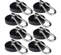 Magnetic Hooks 170lbs Heavy Duty Black Magnet Hooks with Swiveling Carabiner for Hanging Refrigerator Strong Large Neodymium Magnet (170LBS-8PACK-BLACK) WELLZEER
