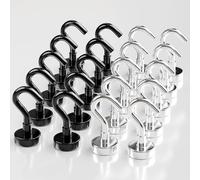 Magnetic Hooks 27lbs/12kg (10+10 Silver+Black) - Heavy Duty Neodymium Hooks for Outdoor & Backyard Use - Strong Rare Earth Magnets for Cruise Cabins - Magnet Hook for Kitchen & Refrigerators