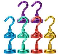 Magnetic Hooks, 5 Assorted Bright Colors, 44lb Strong Heavy Duty Neodymium Magnet Hooks Utility Hook, Great for Your Refrigerator and Other Magnetic Surfaces(10Pack)