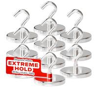 Magnetic Hooks 80lbs/36kg (Pack of 10 Silver) - Heavy Duty Neodymium Hooks for Outdoor & Backyard Use - Strong Rare Earth Magnets for Cruise Cabins - Magnet Hook for Kitchen & Refrigerators