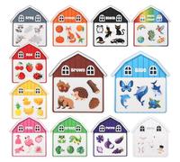 Magnetic House Colour Sorting Set 12 Pcs Early Education Farm Animal Fridge Magnet Colour Learning Matching Activity Toy for Aged 3-6 Refrigerator Whiteboard(Style 2)