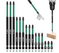 Magnetic Impact Driver Bits, 15Pcs PZ2 Screwdriver Impact Bit 150mm 100mm 75mm 50mm 25mm for Pozi Pozidriv Heavy Duty