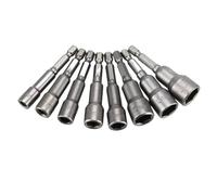 Magnetic Impact Nut Driver Socket Set Metric 6mm~19mm Impact Grade Nut Setters 6.35mm Hex Shank Drill Bit Adapter Drill Tool for Electric Drill(6 to 14mm)