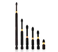 Magnetic Impact Screwdriver Bit Set, Phillips #2 S2 Anti Slip Screw Extractor Cross Slot Screwdriver Bits with 1/4 Inch Hex Shank Mixed Length (25mm/50mm/65mm/70mm/90mm/150mm)-6pcs