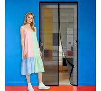 Magnetic Insect Door Screen 122 x 284 cm Powerful Magnets that Snap Shut Automatically Door Fly Screen Keeping Out Flies Bug Suitable for Patio Room Balcony Bedroom, Black