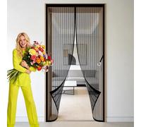 Magnetic Insect Screen Door 109 x 246 cm Full Frame Magic Tape Insect Mesh Keep Bugs Out Lets Fresh Air for Living Room, Bedroom, Patio, Black