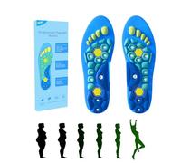 Magnetic Insoles, 1 Pair Magnetic Therapy Insoles for Arch Support, Acupressure Insoles for Women Men, Gel Insoles Reflexology Relieve Fatigue Orthopedic Acupoint (Blue, 44-47)