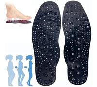Magnetic Insoles Breathable Massage Therapy Insoles, Pressure Point Reflexology Insole, Acupressure Insoles, Relieve Pain, Orthotic Insoles for Men and Women,S,Black