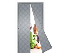 Magnetic Insulated Door Curtain 100x215cm,Thermal Waterproof Door Cover for Winter, Polyester Cotton PVC Fabric,Draught Proofing & Soundproofing, for Front/Garage/interiorDoor,Gray