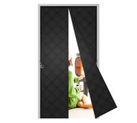 Magnetic Insulated Door Curtain 130x190cm,Thermal Waterproof Door Cover for Winter, Polyester Cotton PVC Fabric,Draught Proofing & Soundproofing, for Front/Garage/interiorDoor,Black
