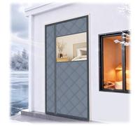 Magnetic Insulated Door Curtain 30"x80" 33.5"x81" 39.3"x83" - Thermal Doors Cover with Clear Window, Door Blanket Insulation for Front Doorway Home, Grey/White/Brown(Grey,W95XH230CM)