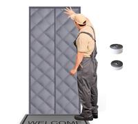 Magnetic Insulated Door Curtain - Cotton Thermal Screen Door Cover for Winter, Insulated Cover Upgrade Thick Cotton Filling Window Doors Draft Stopper Auto-Closure(Black,W150*H220cm)