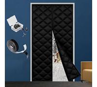 Magnetic Insulated Door Curtain Fits 80 85 90 100 110 200 210cm - Cotton Thermal Screen Door Cover for Wintern with Clear Window, Windows Doors Draft Stopper Auto-Closure(Blacks,250x200cm)