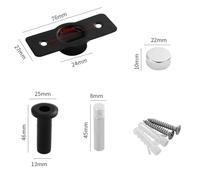 Magnetic Invisible Stainless Steel Door Stop with ABS Head, Noise-Free Floor Mount Holder, Strong Magnet Catch for Heavy Doors, Easy Installation, Silver/Black