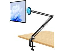 Magnetic iPAD Stand for Desk Aluminum Alloy Tablet Desk Clamp Holder Overhead Arm Mount Portable Monitor Arm with 360°Rotate Base for Magsafe iPad, mini, Air, Pro,Samsung,Google,Kindle Accessories