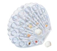 Magnetic Jewelry Case - Acrylic Seashell Display 5.12in Organizer, Multi Compartment Storage, Clear Non Slip Base | Elegant Jewelry Organizer for Rings Earrings Necklaces Desk Bedroom Home Decor