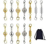 Magnetic Jewelry Clasp Magnetic Lobster Clasp 3 Styles Extender Magnet Clasp with Storage Bag for Jewellery Necklace Bracelet DIY Gold Silver 12Pcs