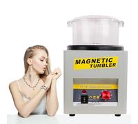 Magnetic Jewelry Polisher with 7.1-Inch Polishing Barrel & 800G Burnishing Pins, Automatic Forward & Reverse Rotation, 220V