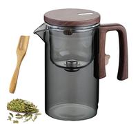 Magnetic Kettle, Enchantipot Magic Teapot, Water Separation Glass Teapot Wooden Handle, Press Control Magic Pot with Built in Infuser for Loose Tea with Cups (Gray, 720ml)